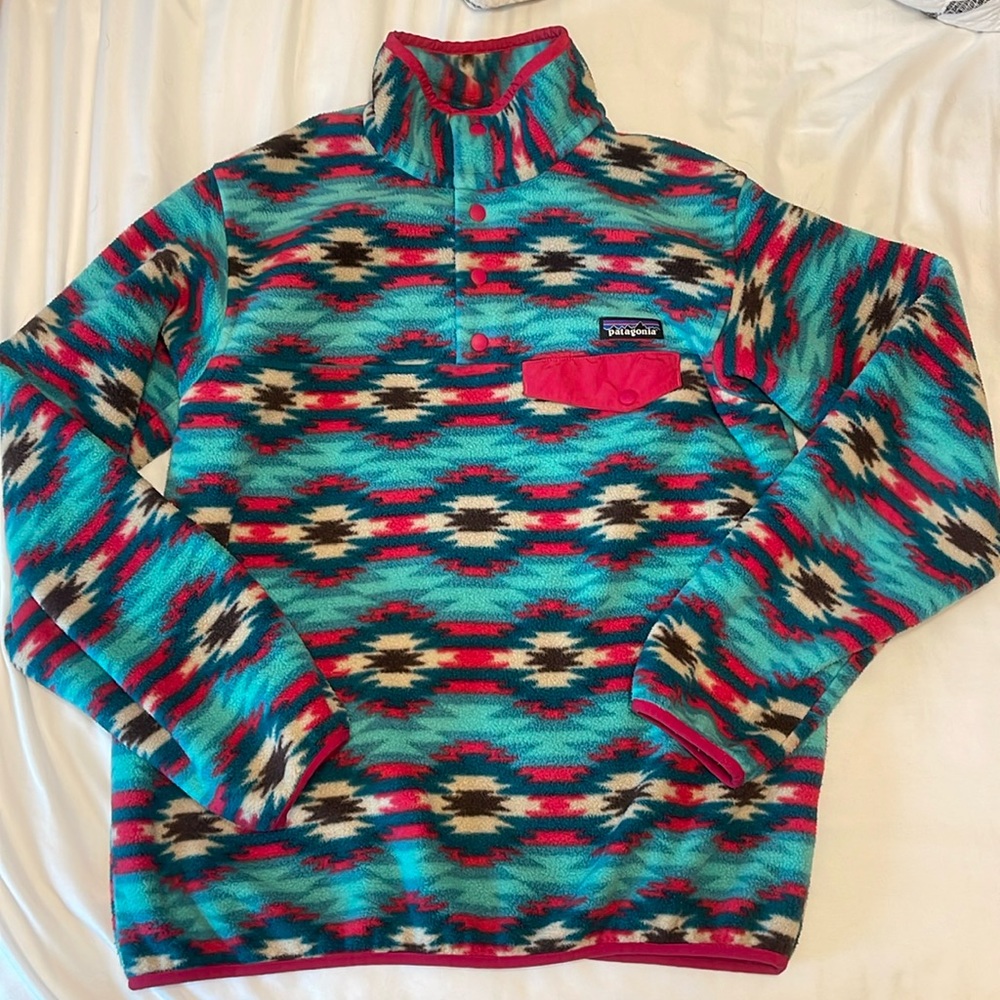 Patagonia Synchilla Rare Vintage Womens Button-up Pull-over Aztec Pattern